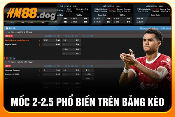 Mốc 2-2.5 phổ biến trên bảng kèo